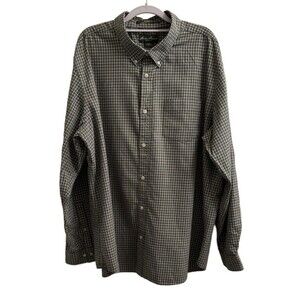 Eddie Bauer Green Relaxed Fit Long Sleeve Button Up Check Shirt Men's Sz XL
